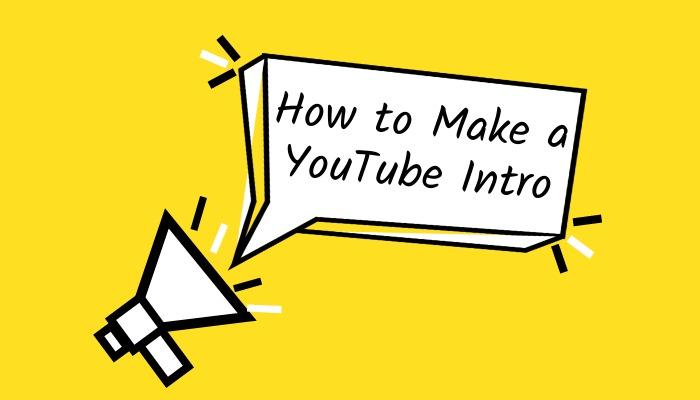 Icono de megáfono sobre un fondo amarillo con un globo de diálogo que dice 'Cómo hacer una introducción de YouTube' - Una guía detallada sobre cómo crear una introducción de YouTube y cautivar a tus espectadores - Imagen